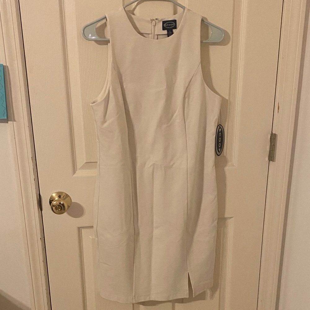 Elegant Cream Sleeveless Mini Dress